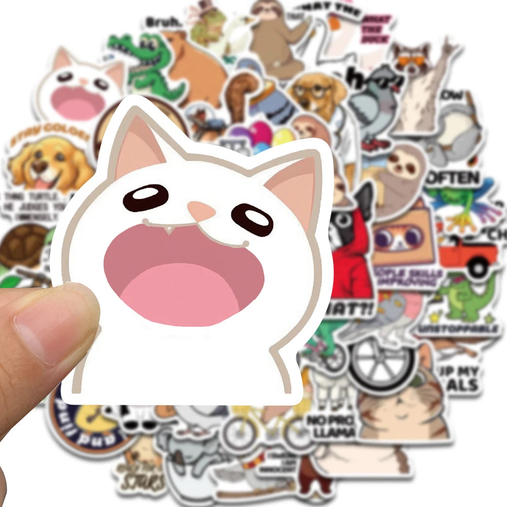 50pcs Funny Animal Sticker Laptop Scrapbooking Luggage Stationery Phone Diary  PVC Waterproof Community Dormitory Sticker