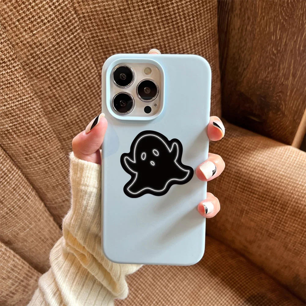 50PCS Neon lights Halloween Stickers Japanese Style Aesthetic Pumpkin Harajuku Cartoon Happy Halloween Paper Wall Room Bar Decor