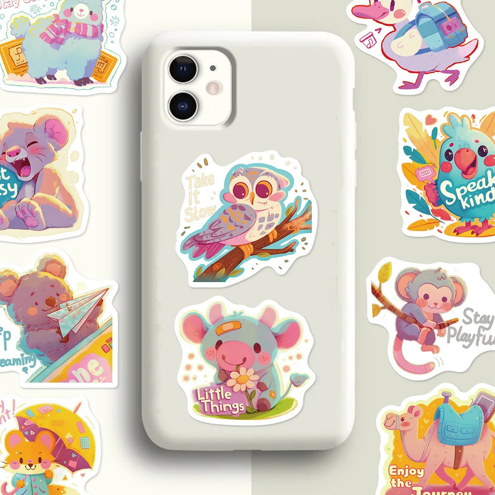 50PCS Dopamine Cartoon Animal Series Reward Creative Decorative Stickers DIY Phone Case Luggage Tablet Decorative Stickers