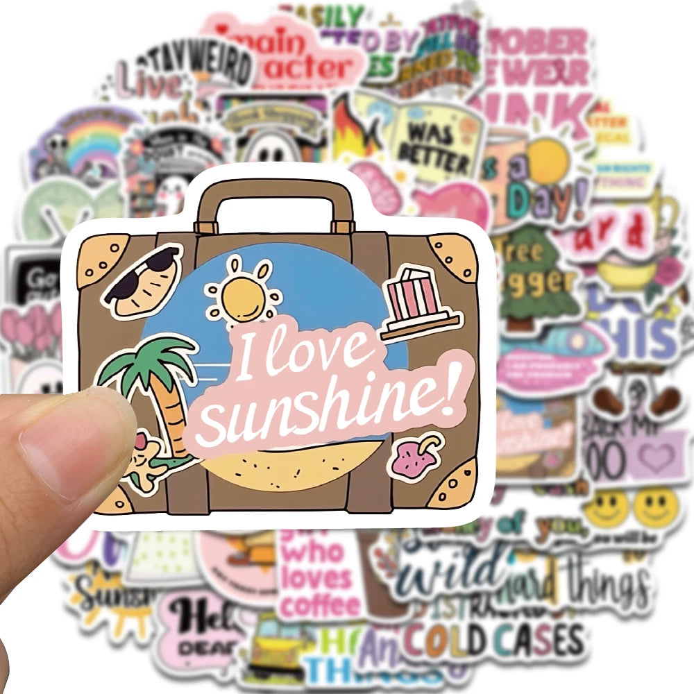 50PCS Mix Creative inspirational quotes Sticker Harajuku Aesthetic Scrapbooking Y2k Fashion Waterproof Stationery Diary Phone