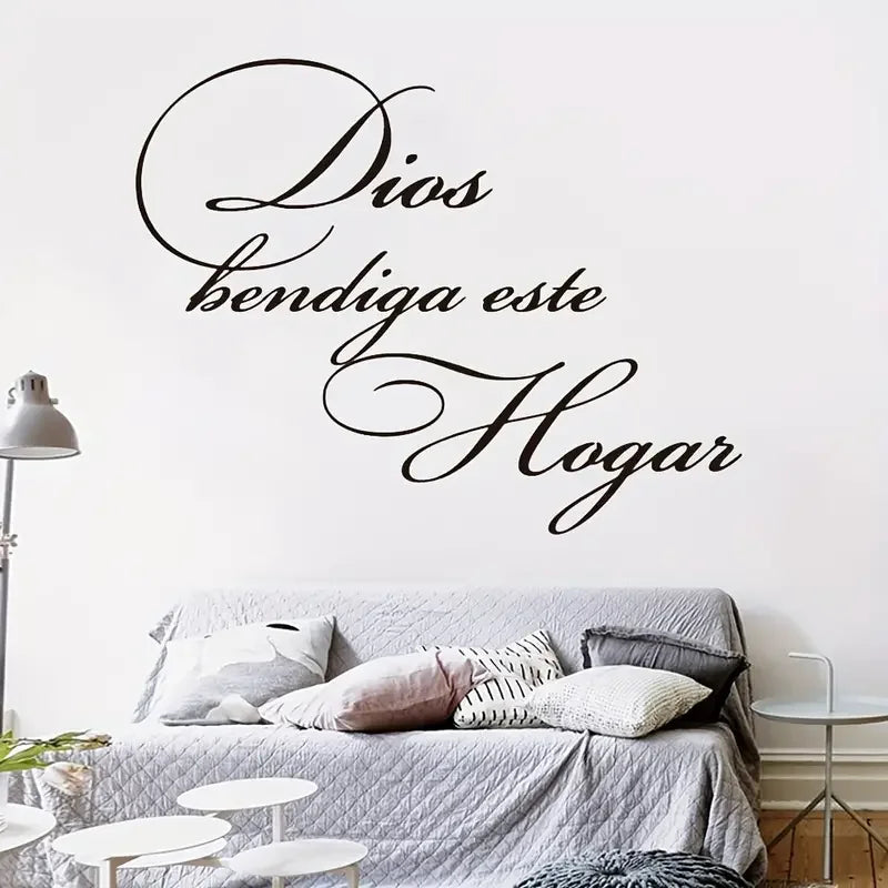 1pc Wall Stickers, Spanish Quote Christian Wall Sticker, Dios Bendiga Este Hogar, Vinyl Wall Sticker, Art Wall Decals, Home Deco