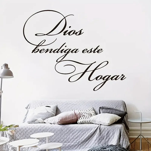1pc Wall Stickers, Spanish Quote Christian Wall Sticker, Dios Bendiga Este Hogar, Vinyl Wall Sticker, Art Wall Decals, Home Deco