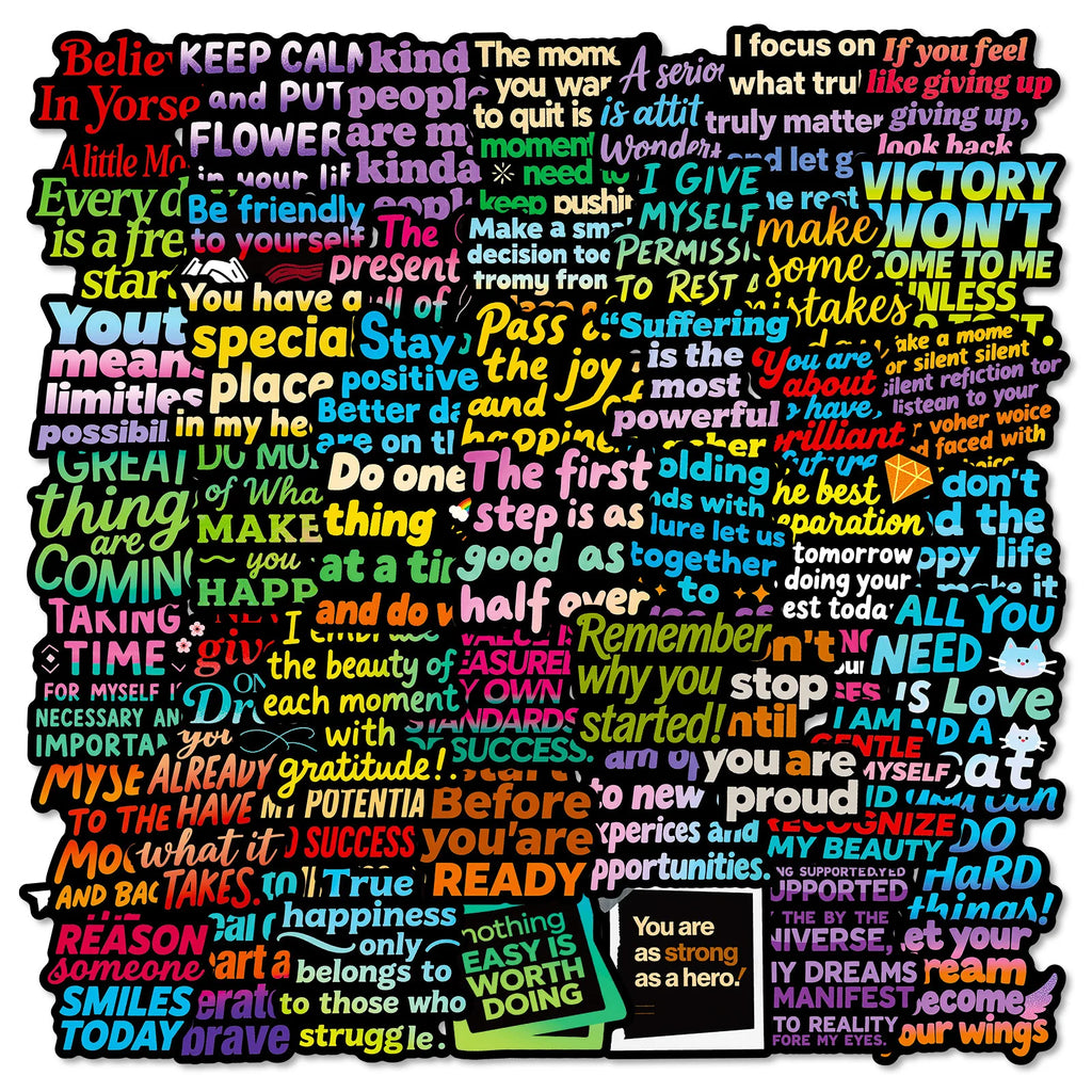 56PCS Dark Text Graffiti Stickers Inspirational Positive Energy Black Background Text Stickers Creative Stationary Stickers