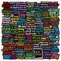 56PCS Dark Text Graffiti Stickers Inspirational Positive Energy Black Background Text Stickers Creative Stationary Stickers