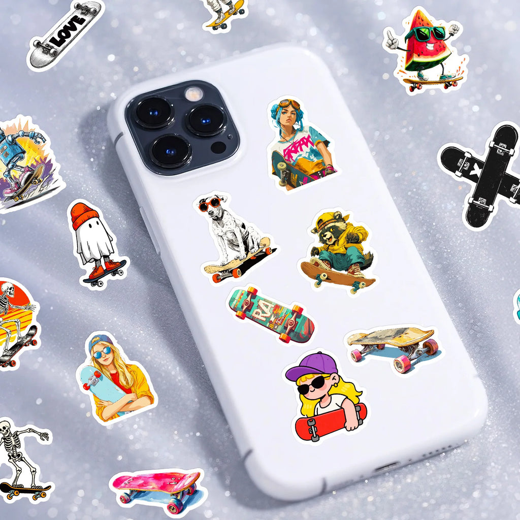 56/112 Pcs Cool Skateboard Funky Pattern Stickers No Repeat for Scooter Helmet Bike Suitcase Car Outdoor Equipment Pencil case