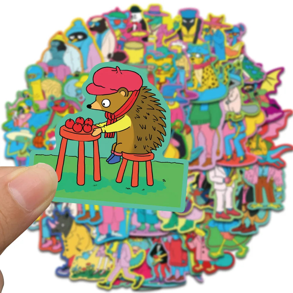 50PCS Colorful Graffiti Animals Sticker Cartoon Laptop Halloween Cute Kawaii Graffiti Skateboard Waterproof Phone Sticker