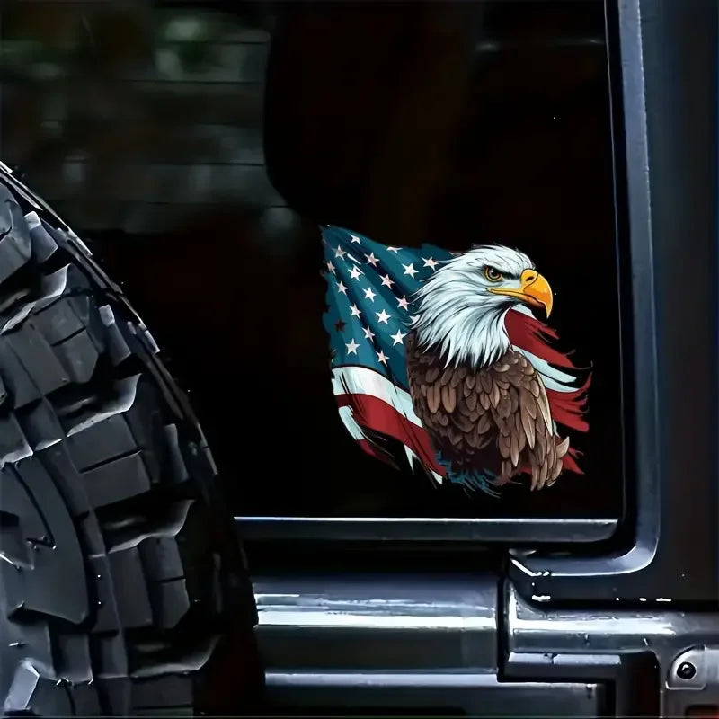 American Flag Eagle Bumper Sticker - Patriotic, Car, Truck, SUV, Window, Vinyl, Laptop, Wall, Motorcycle