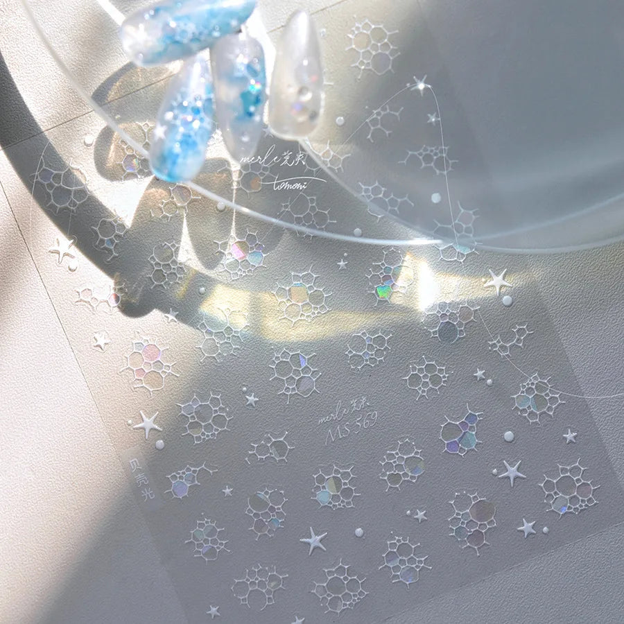 Shell Light Nail Stickers Ice Transparent Summer Beach Ocean Shell Starfish Stars Bubble Nail 3D Decorations Nail Art Stickers