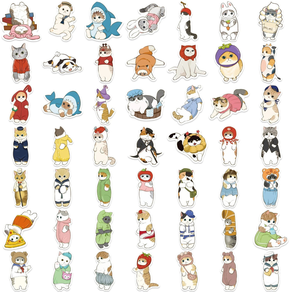 50/100PCS Cartoon Cute Headsets with Cat Graffiti Stickers Decorative Guitar Notebook Luggage DIY Stationery Stickers