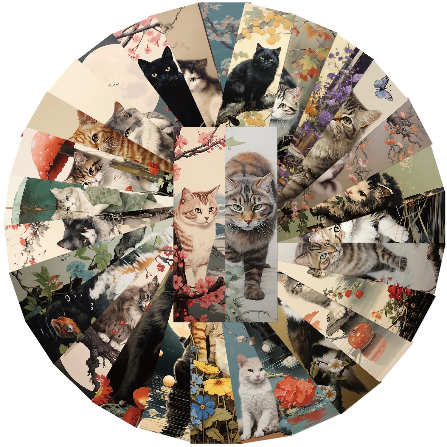 30PCS Japanese style cat Bookmarks European And Shadow Decoration Creative Landscape Bar Durable Reading Photography Accessories