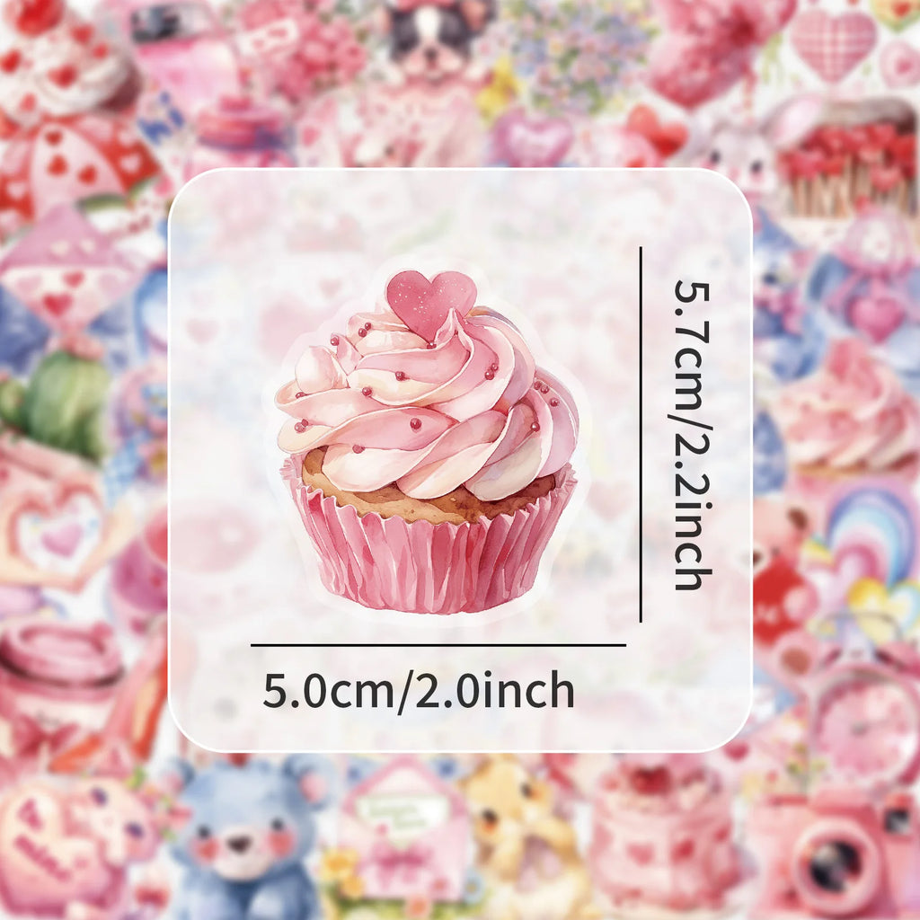 50/100PCS PET Transparent Valentine's Day Stickers S Watercolor LOVE Love Creative Notebook Booklet Stationery Decor Stickers
