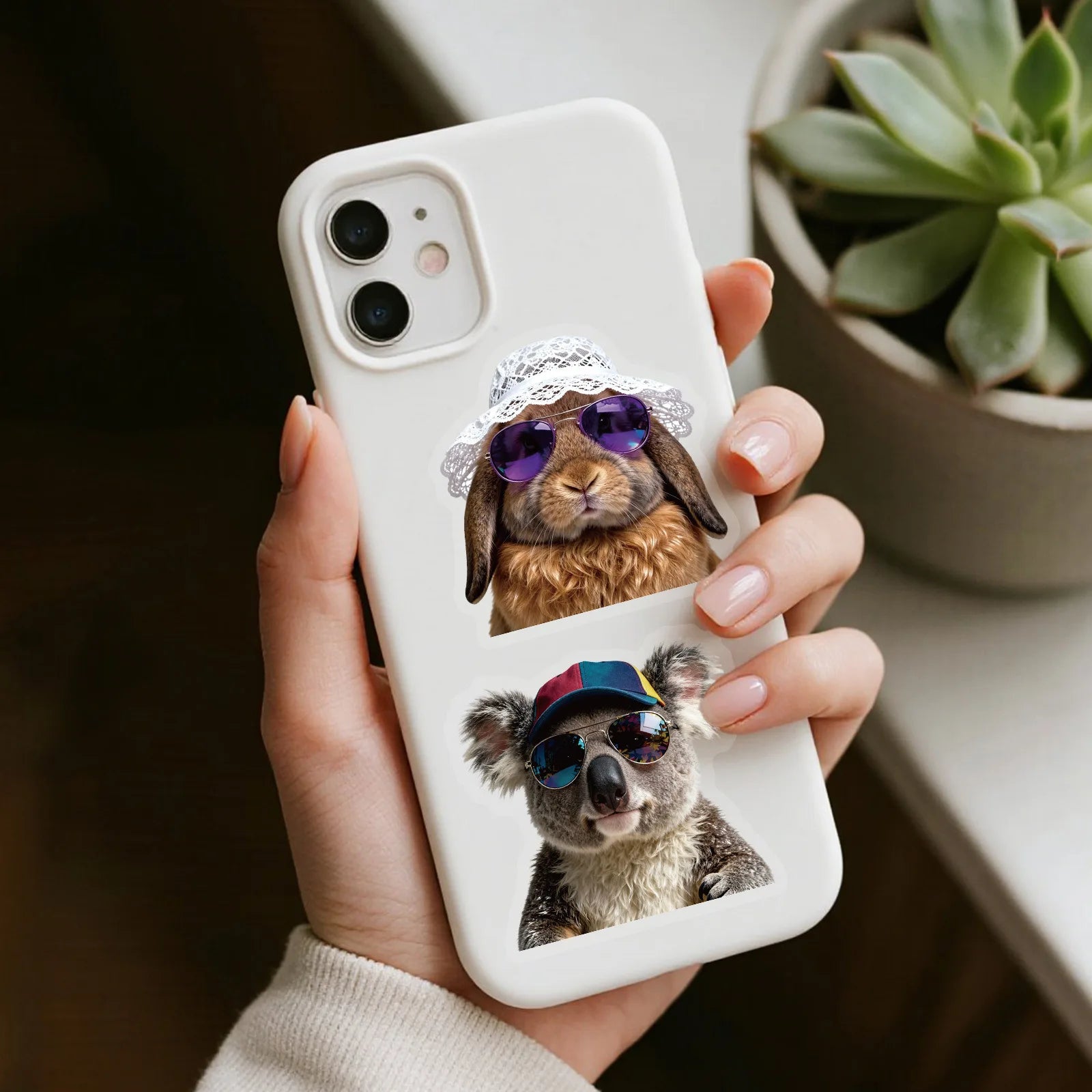 50-Pack Animal Emotion Stickers Waterproof Transparent PET Decals Stickers for Guitar Skateboard Luggage Journal Stationery