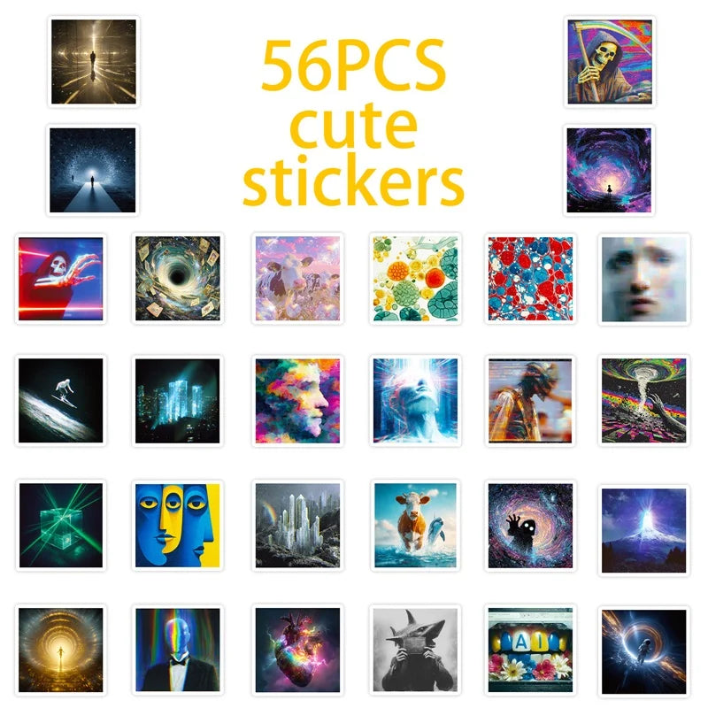 10/30/56PCS CuteAlien Vision PVC Sticky Sticker Aesthetic Children's Stationery DIY Decoration Scrapbooking School Supplies
