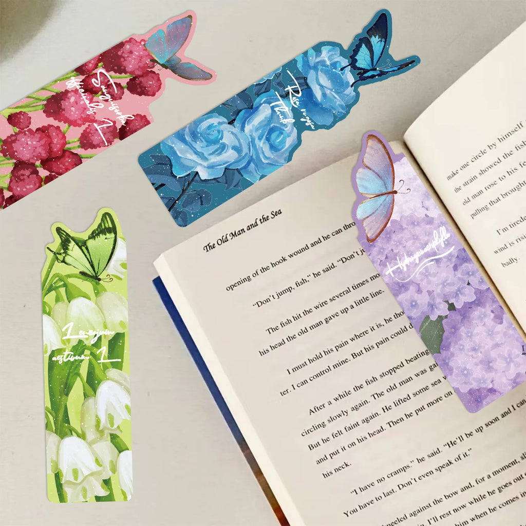 30Pcs Butterfly Floral Series Simple Hand-Account Literary Creative Material Ins Reading Bookmark DIY