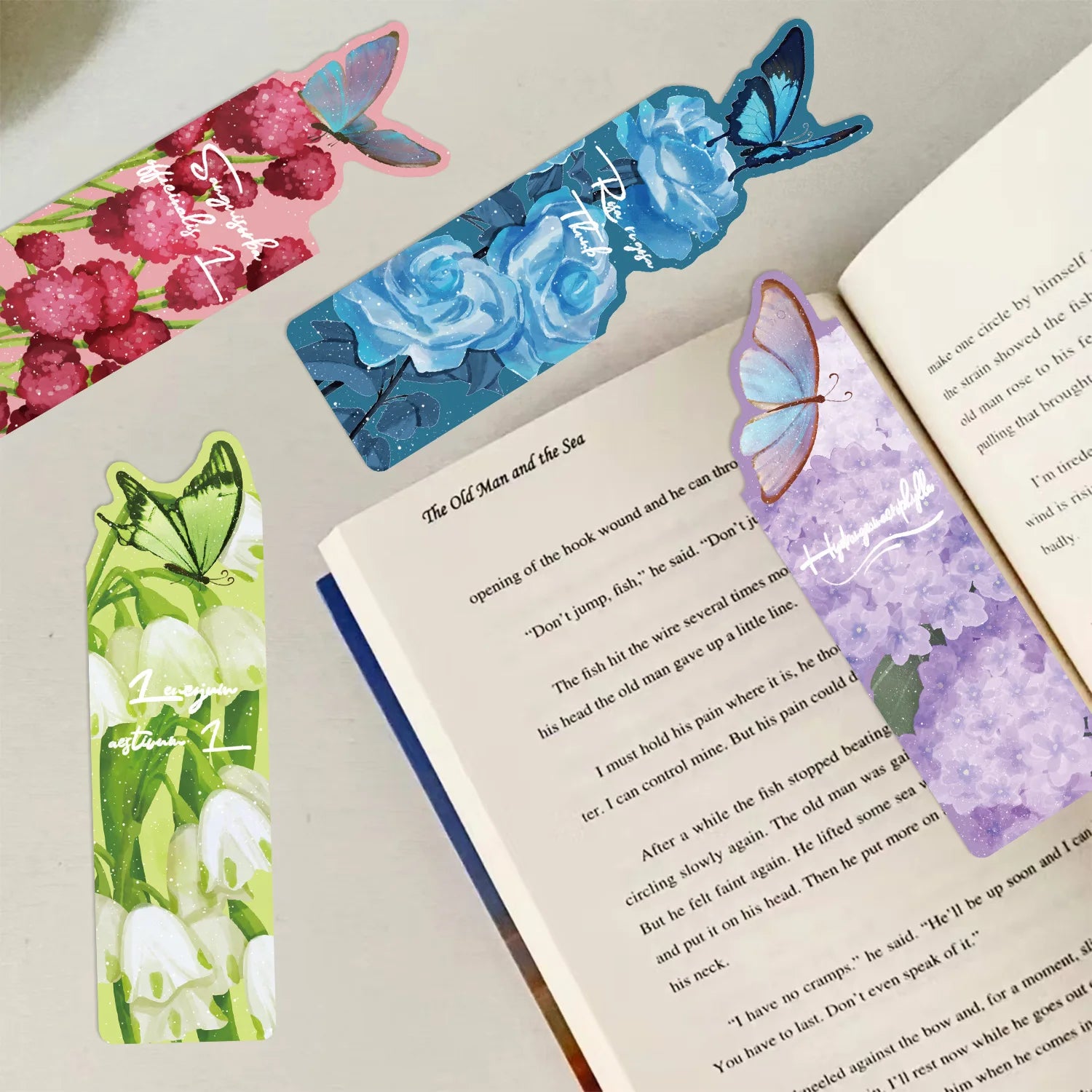 30Pcs Butterfly Floral Series Simple Hand-Account Literary Creative Material Ins Reading Bookmark DIY