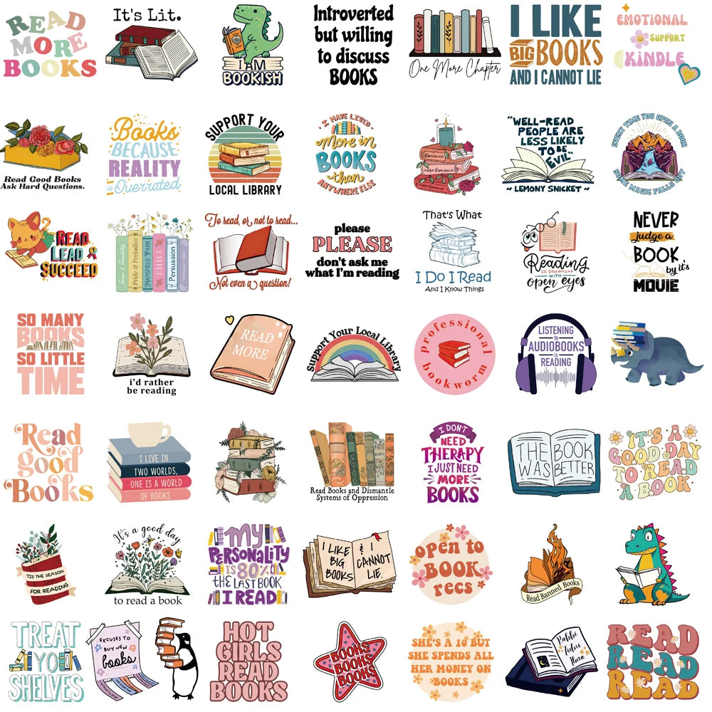 50PCS Read Retro Watercolor Diary Sticker Stationery Phone Luggage Scrapbooking Graffiti Art Picture Laptop Fashion Stickers