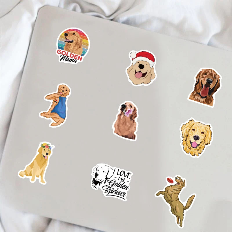 50PCS Golden Retriever Sticker Nostalgia Graffiti Y2k Fashion Scrapbooking Laptop Scrapbook Phone Waterproof Guitar Cool Sticker