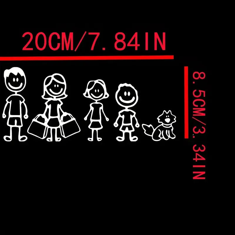 White Cartoon Four Little Kids Walking Dog Car Sticker