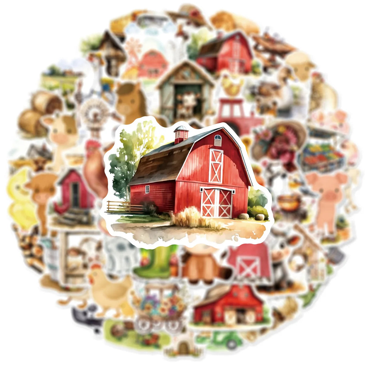 50PCS Fairy Tale Cartoon Farm Graffiti Stickers Car Window Water Cup Refrigerator Decor Waterproof Children Stickers