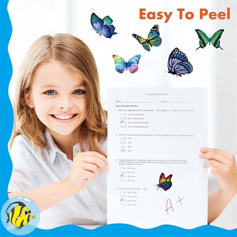 500PCS Fresh Butterfly Sticky Paper Labels Thank You Sticker Sealing Decoration Scrapbooking Stationery Hand Accounting Supplies