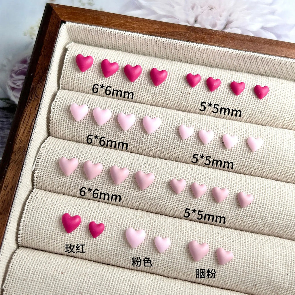 Heart-shaped Nail Accessory Sweet Pink Resin with Rhinestones Nail Art Decorations 5/6mm Love Heart Cute Nail Charms Jewelry DIY