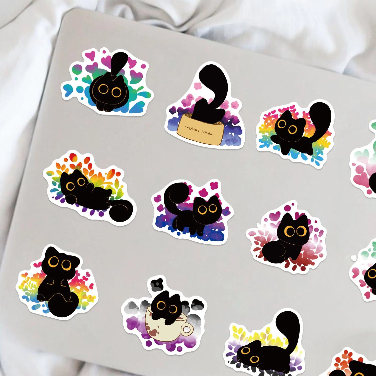 50Pcs Cartoon Pride Black Cat Toy Sticker Decoration Laptop Phone Computer Helmet Stationery Box Waterproof Graffiti Stickers
