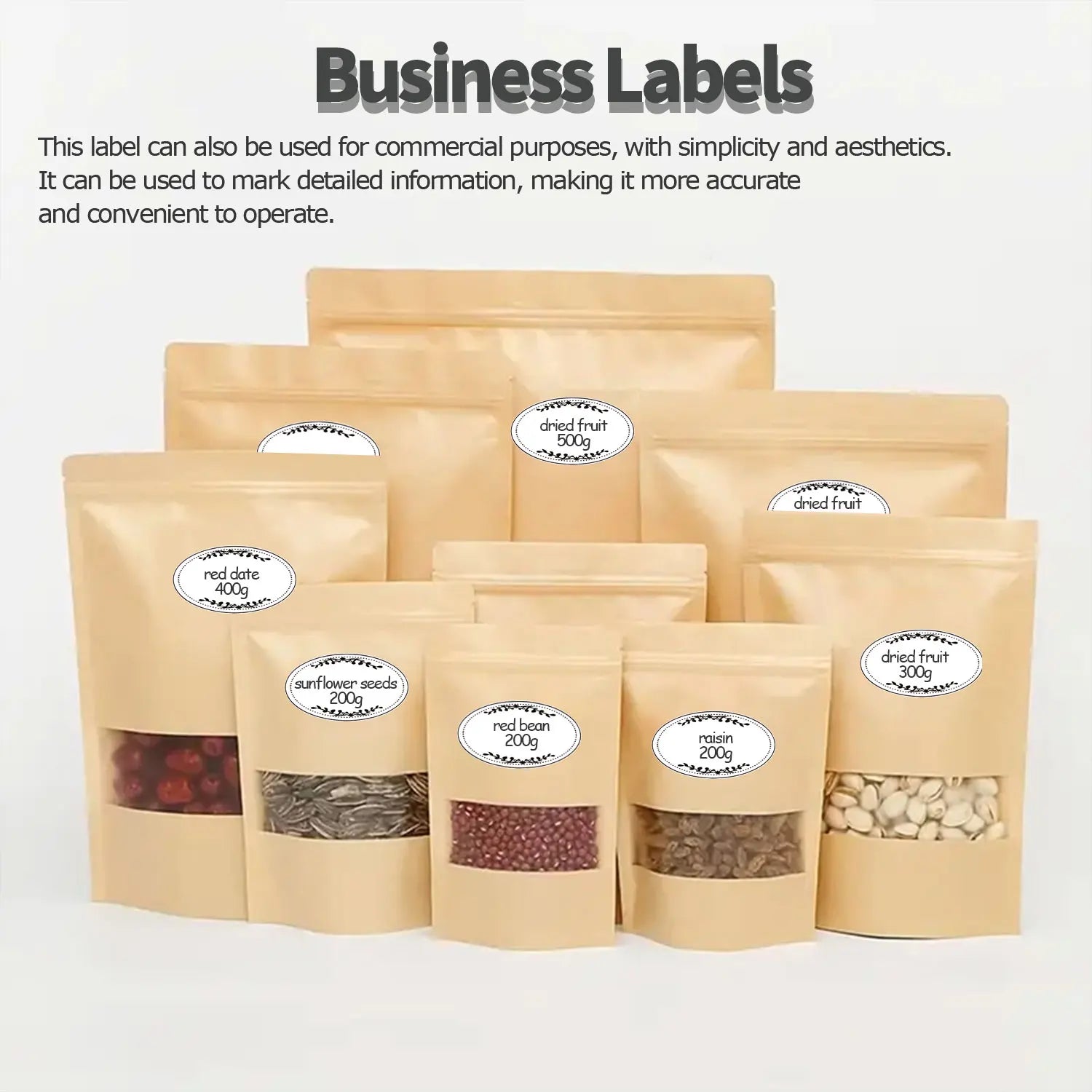 1Roll(150Pcs) Floras Writing Name Stickers With Black Marker Pen 0.98*1.57'' Satety Date Freezer Pantry Index Labels Sealing Tag
