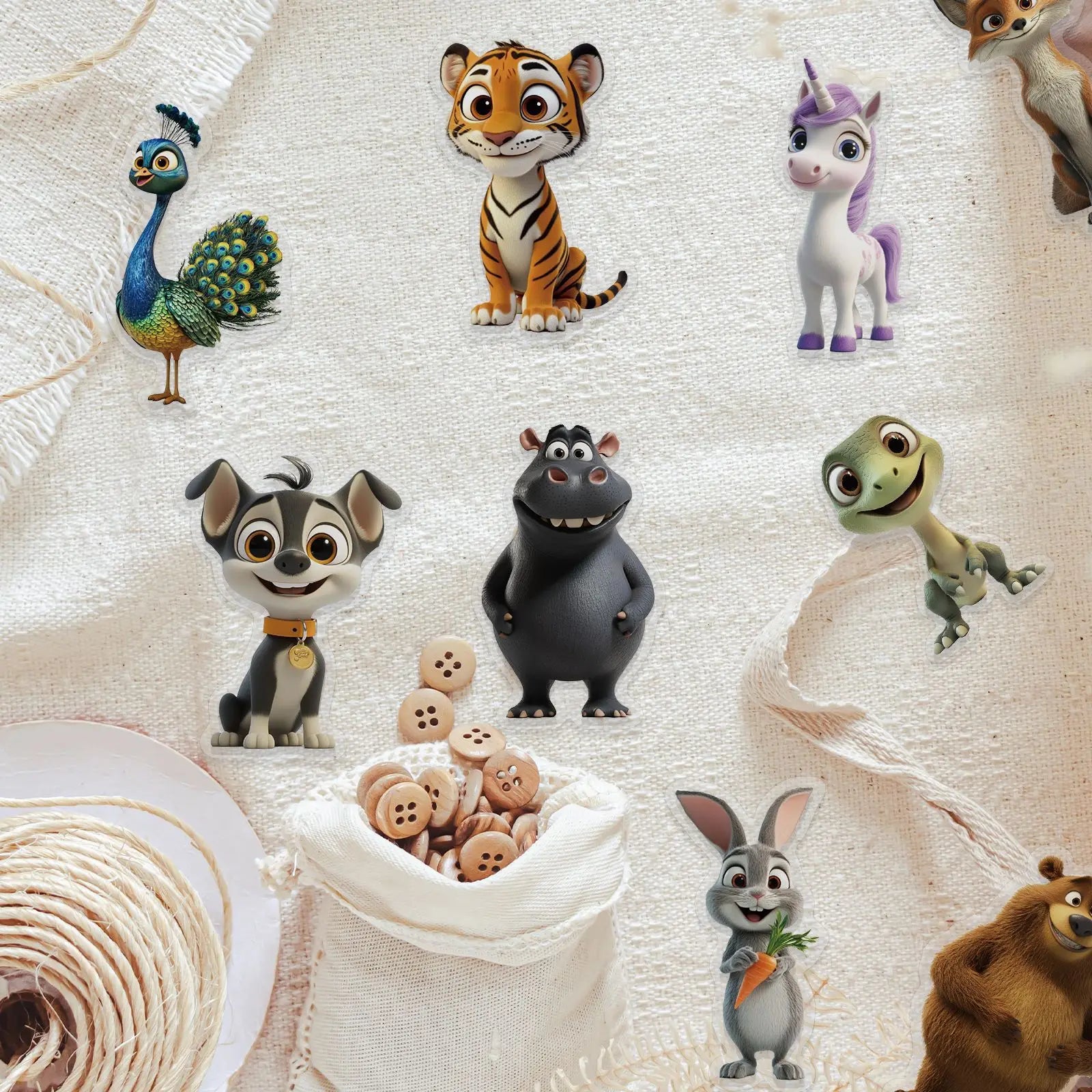 50/100 PCS Transparent PET Cartoon Small Animal Stickers DIY Diary Guitar Cup Luggage Decoration Stationery Stickers