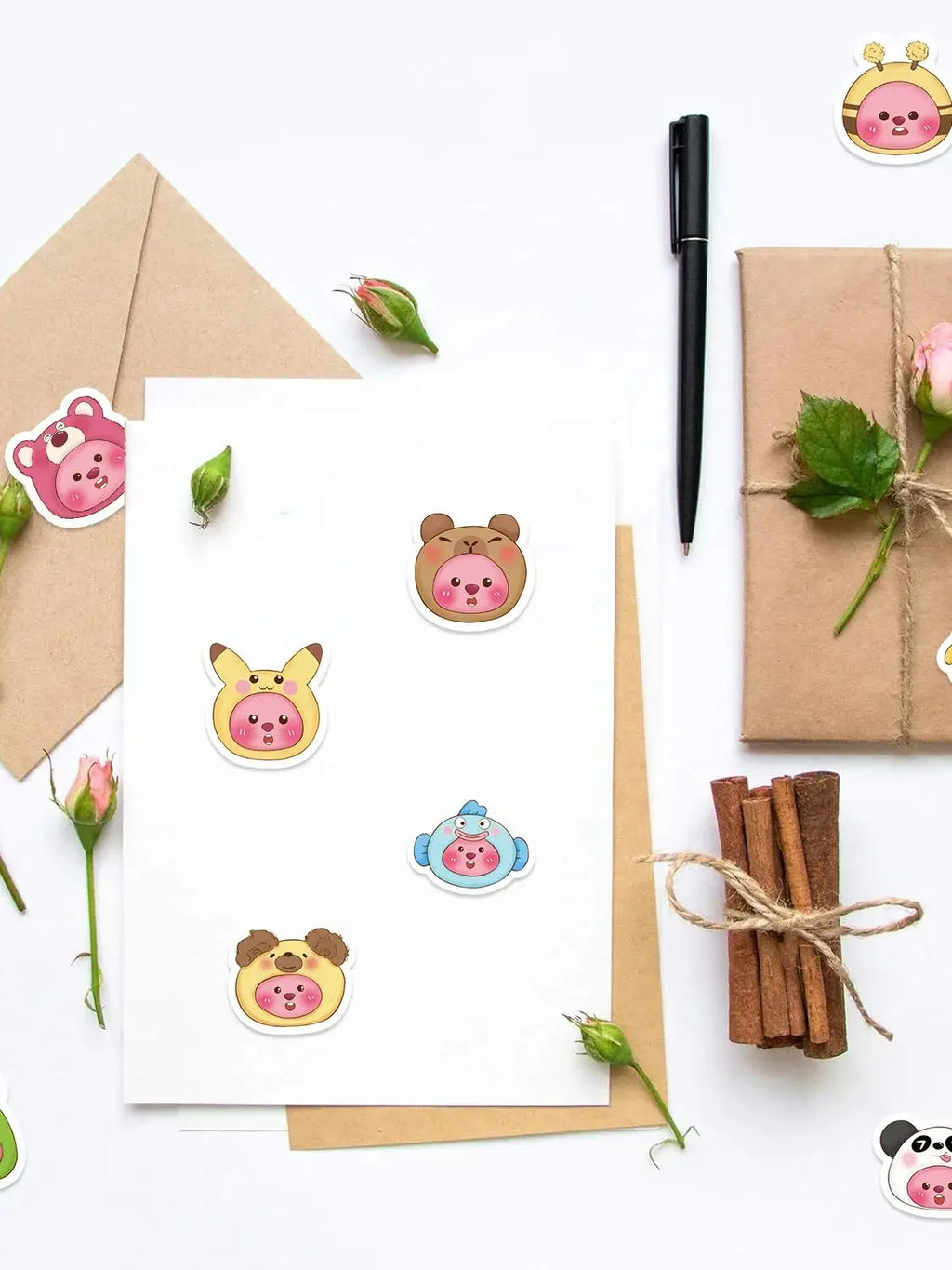 500/1000PCS Adhesive Cute Cartoon Bee Animal Gift Sealing DIY Decor Envelope Waterproof Stationery Notebook Children Stickers