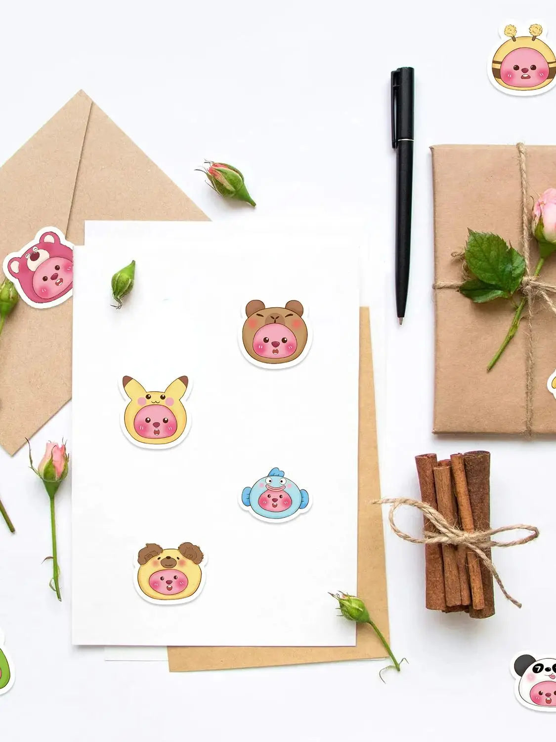 500/1000PCS Adhesive Cute Cartoon Bee Animal Gift Sealing DIY Decor Envelope Waterproof Stationery Notebook Children Stickers