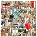 50-100PCS Transparent PET World Famous Architecture and Scenic Spot Stickers DIY Decorative Waterproof Stickers