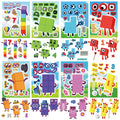 8/16 Pcs Cartoon Number Block Puzzle Make A Face Stickers Educational DIY Game for Laptop Desk Toy Shelf Drawer Shoe Rack Decals