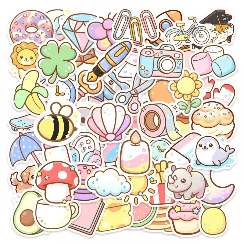 10/30/50PCS Cartoon INS Colored Sticky PVC Sticker Aesthetic Stationery DIY Laptop Luggage Skateboard Decoration Scrapbooking