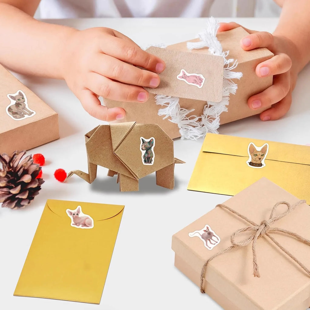 500Pcs/Roll Heterotypic Sphinx Cats Stickers 2.5cm/1.0'' 10 Designs DlY Decoration Learning Rewards Scrapbook Labels, Adorn Gift