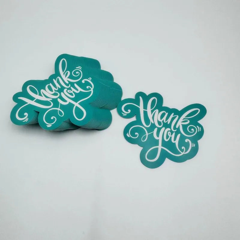 50pcs/pack Thank You Cards for Small Business, Green Pink Thank You Cards Double Sided Printing