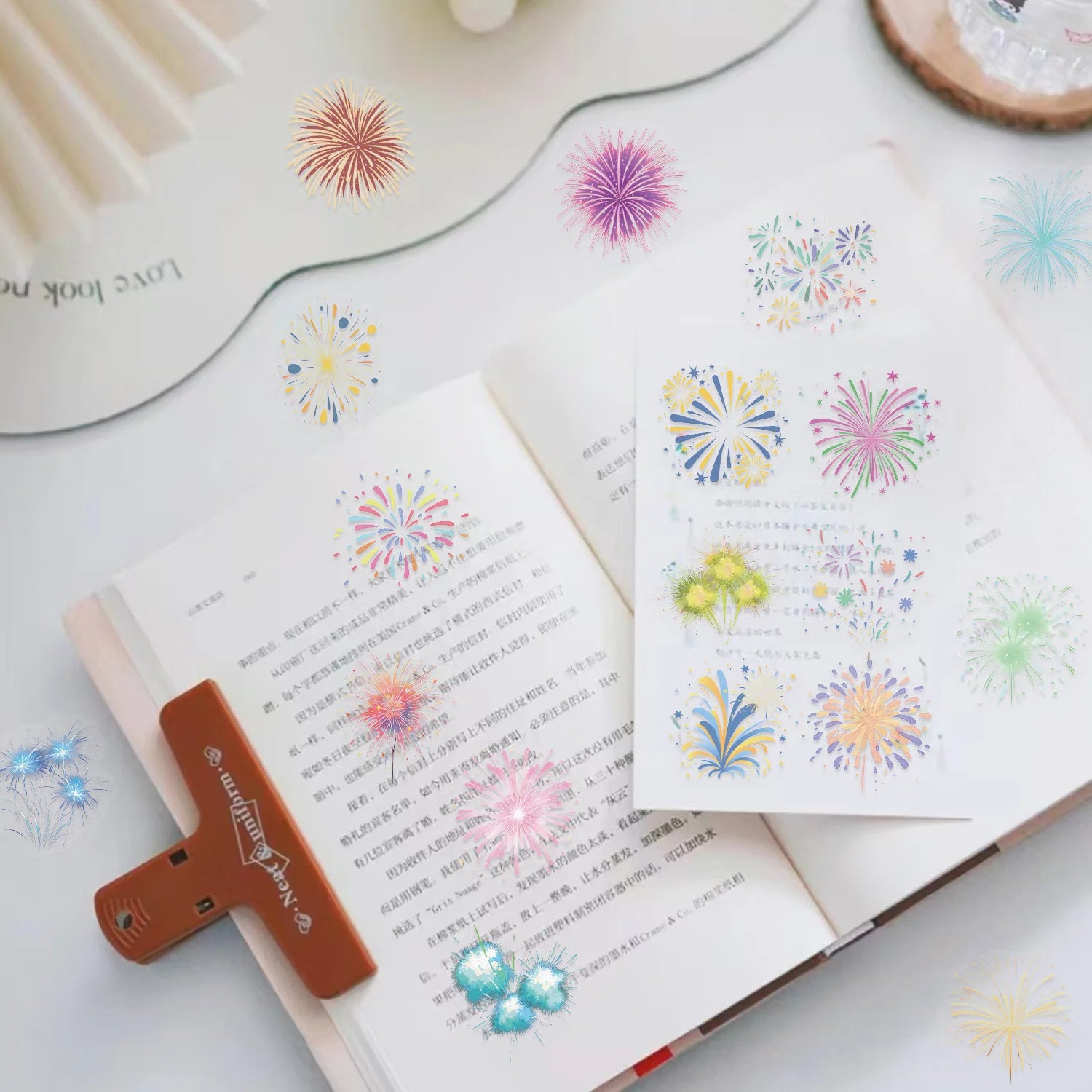 50PCS Beautiful Cartoon Watercolor Sticker Pack Waterproof Transparent PET Booklet Decor Guitar Notebook Stickers