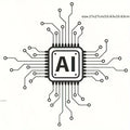 AI Technology Circuit Board Vinyl Wall Decal - Cartoon-Style Glossy Self-Adhesive Sticker for Glass, Office & Home Decor - Tech-