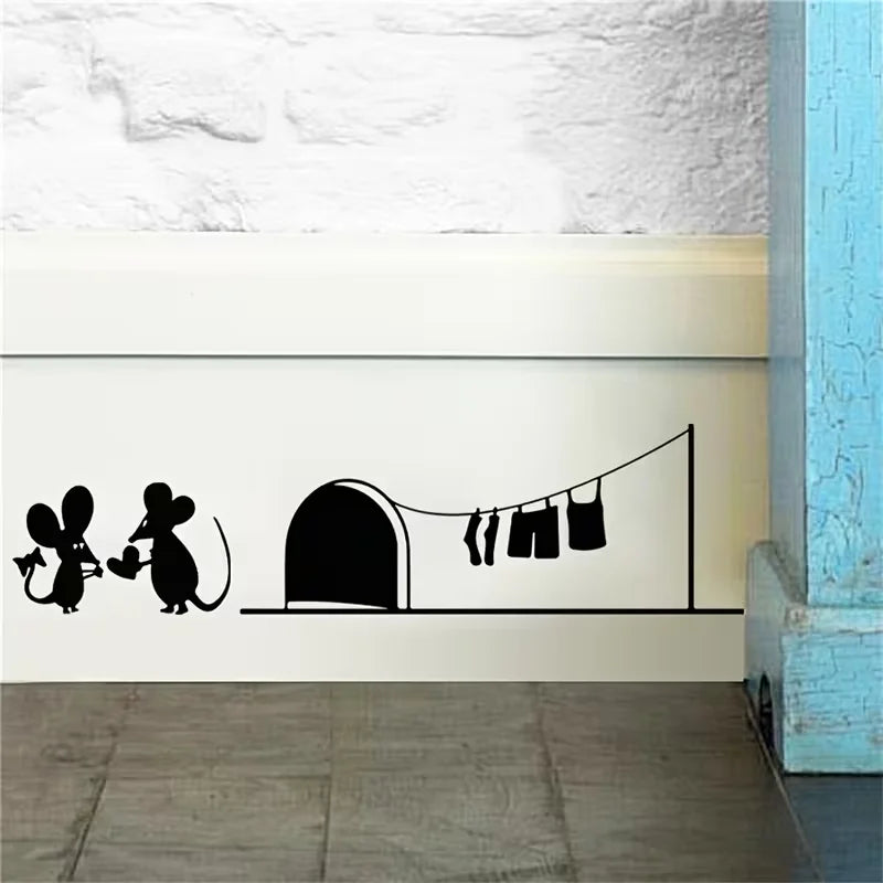 A Lively And Cute Mouse Baseboard Wall Sticker, Combining The Mouse with Everyday Scenes, Can Be Applied to The Baseboard, Insta