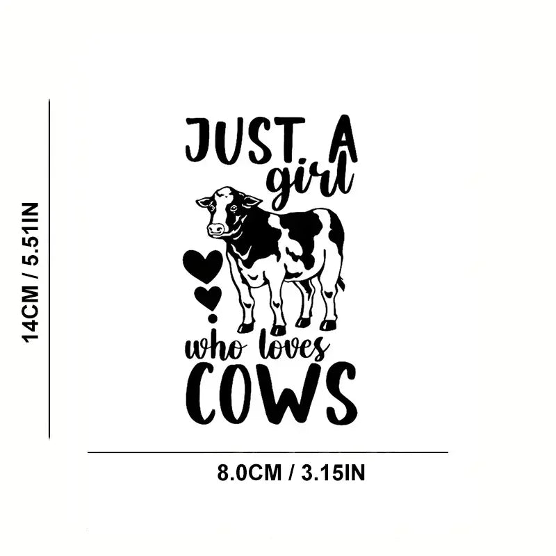 Just A Girl Who Loves Cows Heart Car Stickers For Laptop Water Bottle Truck Van SUV Motorcycle Vehicle Paint Window Wall Cup Too