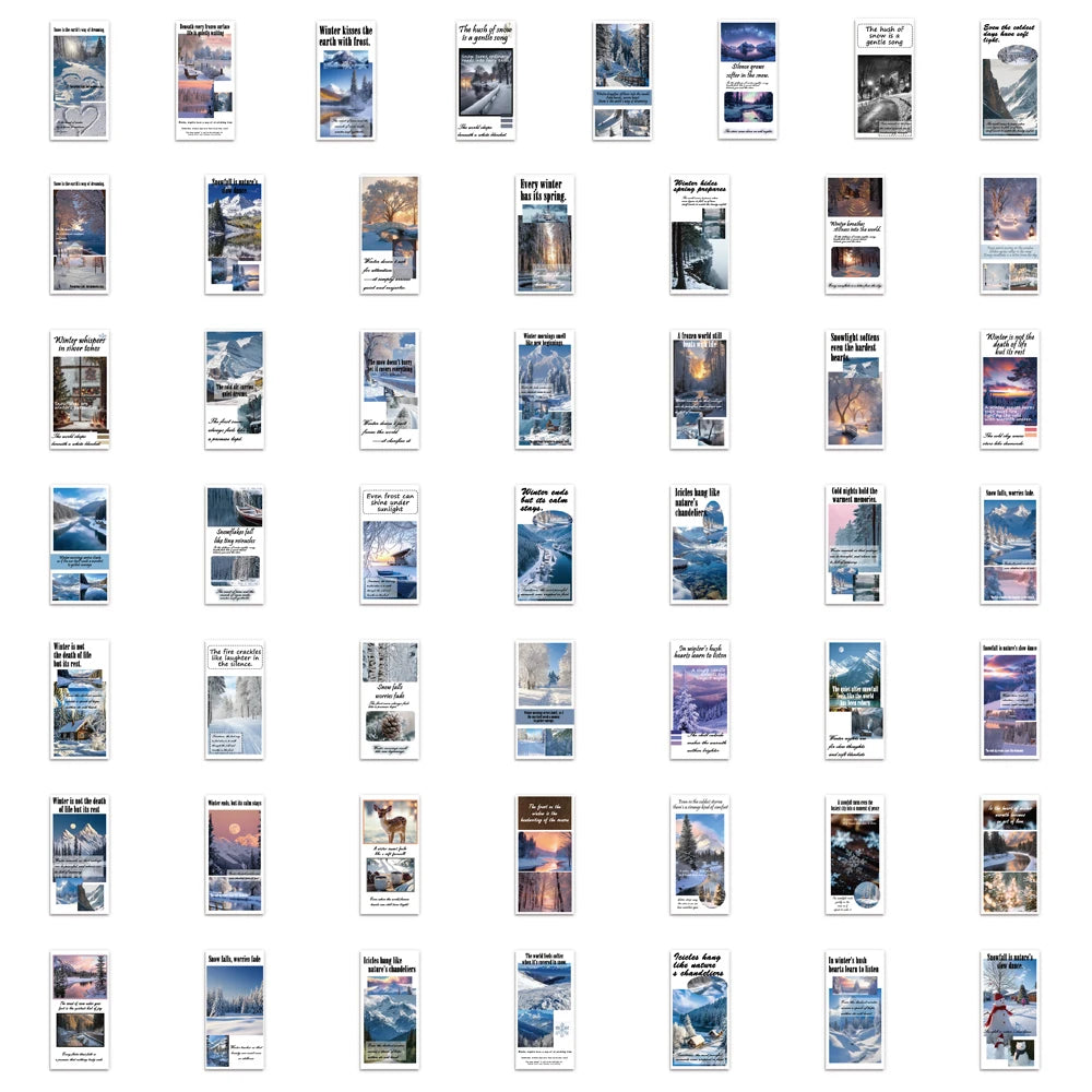 50PCS Creative Winter Scenery Label Decorative Stickers DIY Scrapbook Phone Case Laptop Tablet Toy Decorative Stickers
