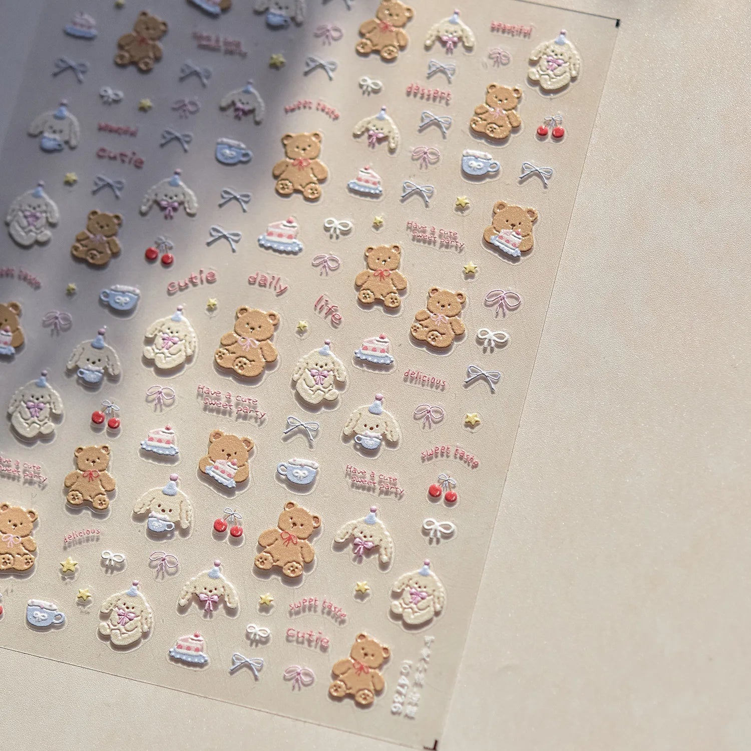 1pc Embossed Nail Stickers Kawaii Cartoon Cat Nail Art Stickers Balet Stylies Self Adhesive Autumn and Winter Nails Decorations