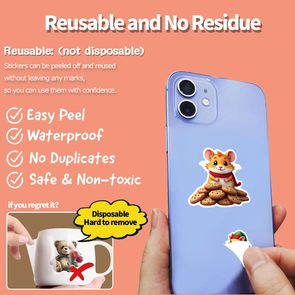 30Pcs/Set Irregular Christmas Lovable Animal Waterproof Stickers Reusable/No Residue DlY Craft Decor Festival Scrapbooking Label