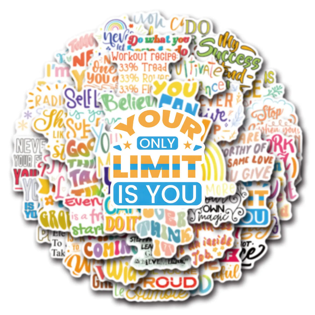 50/110PCS Inspirational Text Short Phrases English Slogan Personality Graffiti Sticker Car Luggage Suitcase Water Cup Sticker