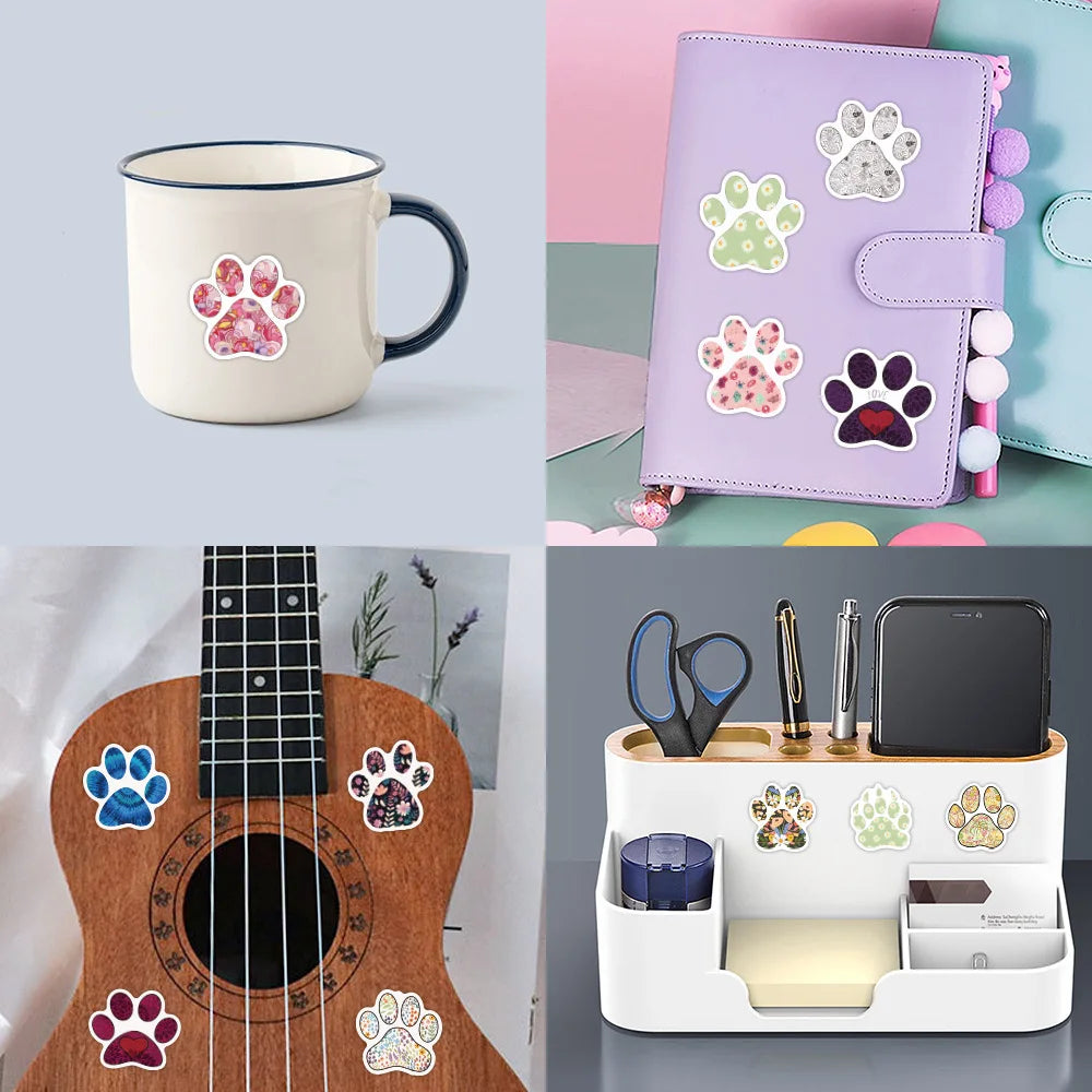60/120PCS Cute Cartoon Animal Flower Paw Graffiti Sticker for Decor Car Luggage Case Phone Notebook Stationery Decals