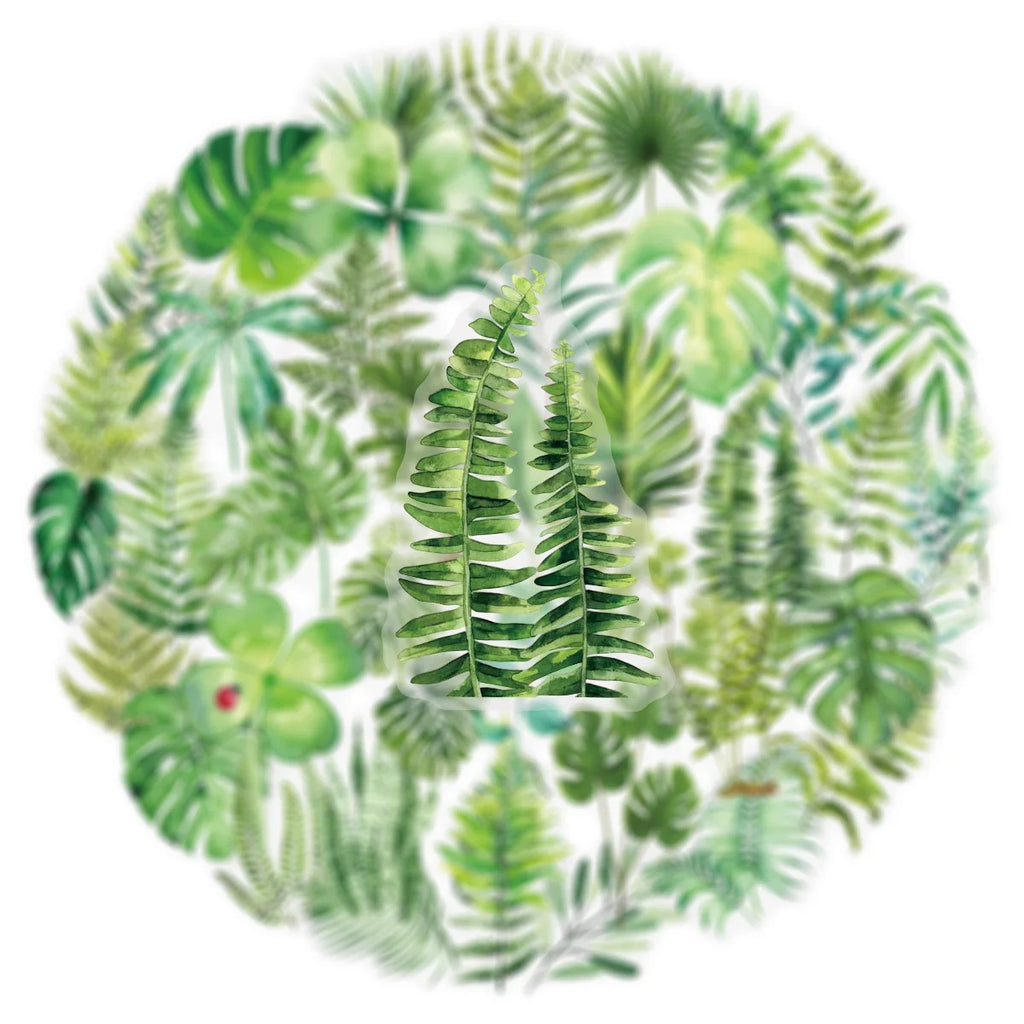 50/100PCS Transparent PET Green Leaf/Flower Plant Stickers Notebook Tablet Phone Water Cup Decorative Stationery Stickers