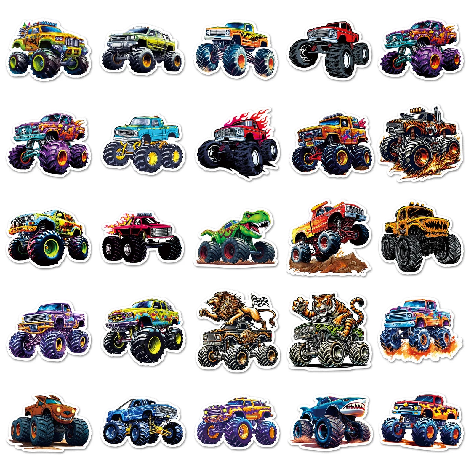 100Pcs Monster Truck Stickers Cartoon Stationery School Supplies Decorative Decals Notebook Phone Fridge Luggage DIY Sticker