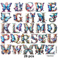 26 sheets Alphabet Flowers A - Z Design UV DTF Transfer Sticker Decals for Office and Home 16oz Alphabet Waterproof Stickers