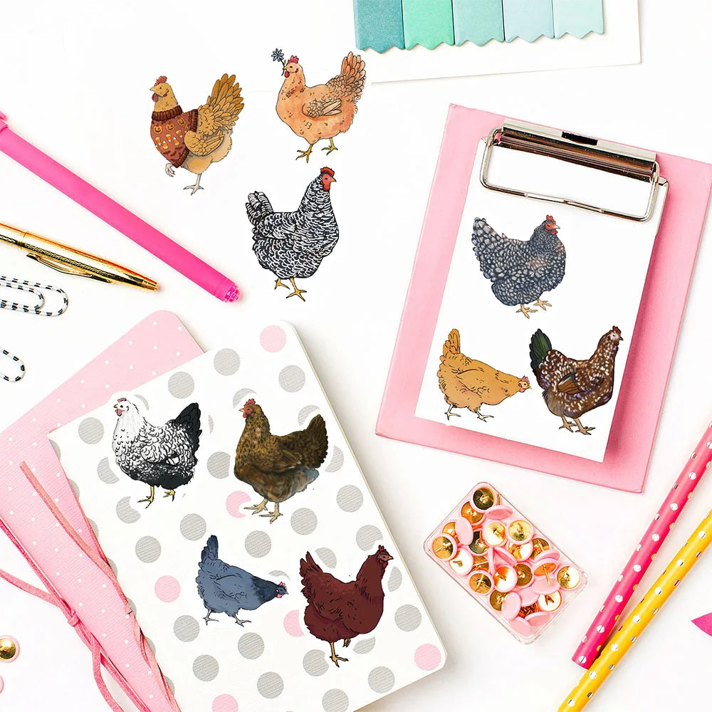 500PCS Animal Cartoon Hen Roll Roll Stickers Refrigerator Personalized for Stationery Laptop Modern Computer Funny Sticker