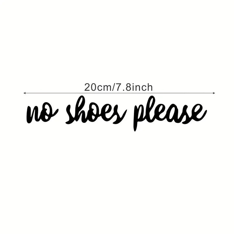 No Shoes Please Funny Home Decorative Stickers - Self-Adhesive Vinyl Door & Mirror Wall Decals with Cursive Lettering, Glossy Fi