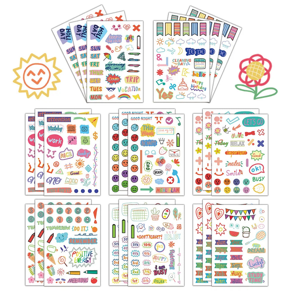 8PCS Hand drawn Element Plan Side Graffiti Stickers Fun Stickers DIY Phone Case Laptop Water Cup Computer Toy Stickers